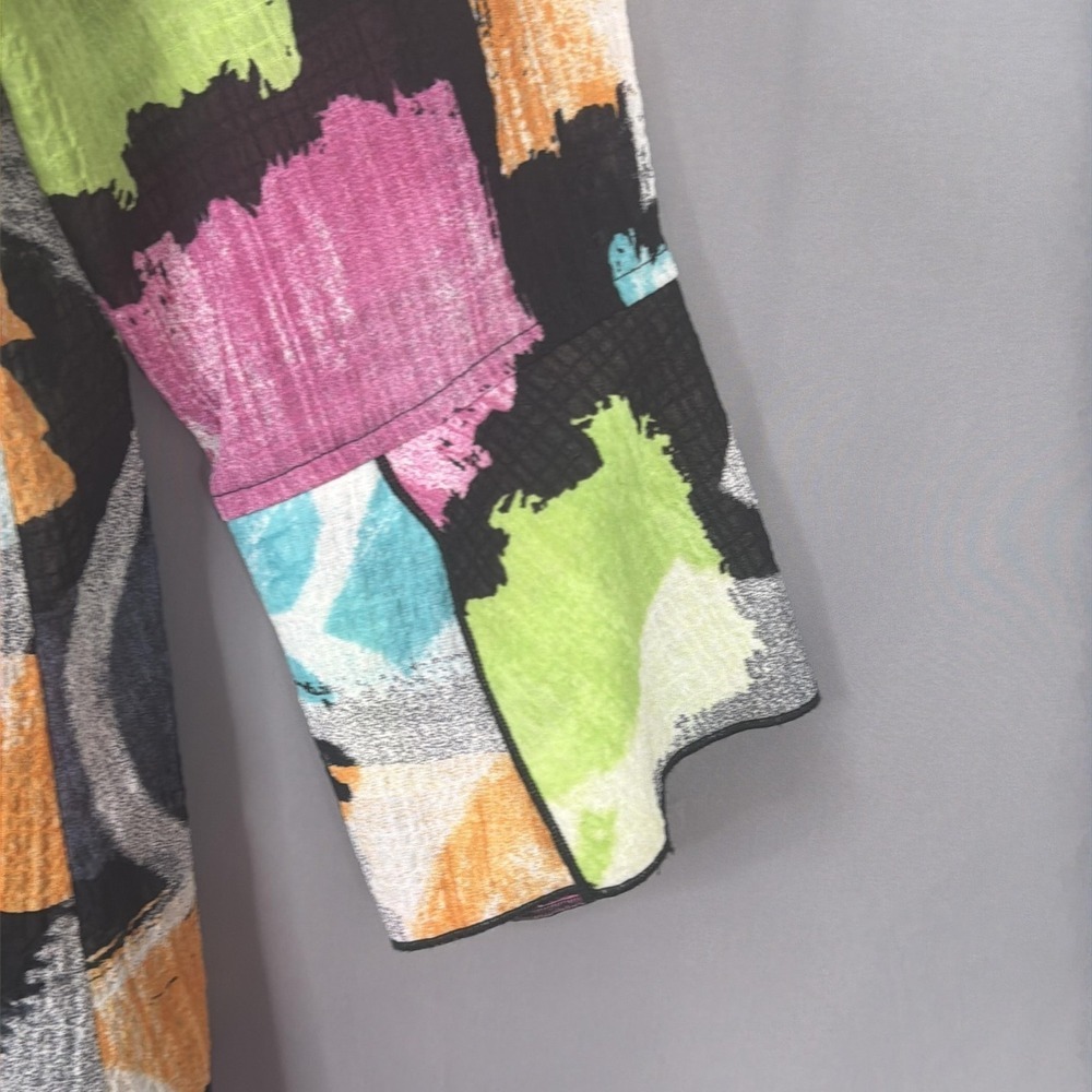 Ali Miles Jacket Womens Medium Multicolor Abstract Crepe Button Front Artsy - Picture 5 of 9
